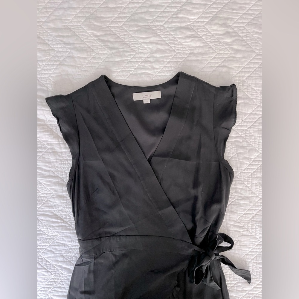 Loft Black Tie Romper Dress